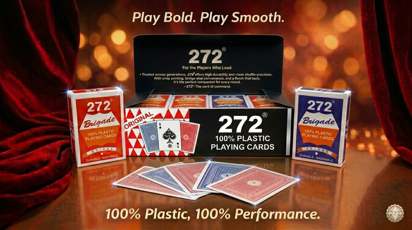 272 premium 100 percent plastic playing cards showcase